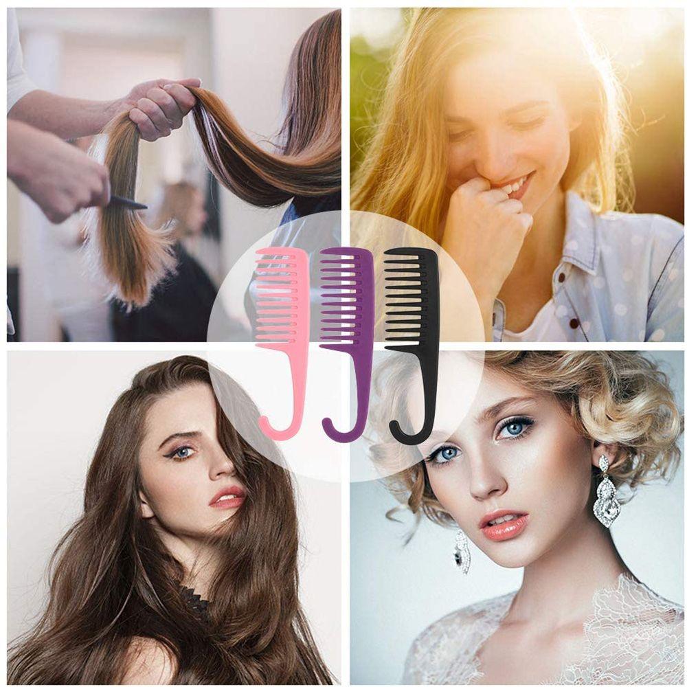 Black/Purple/Pink Barber Detangling Wide Tooth Hair Comb Hairdressing Styling Tool Shower Brush