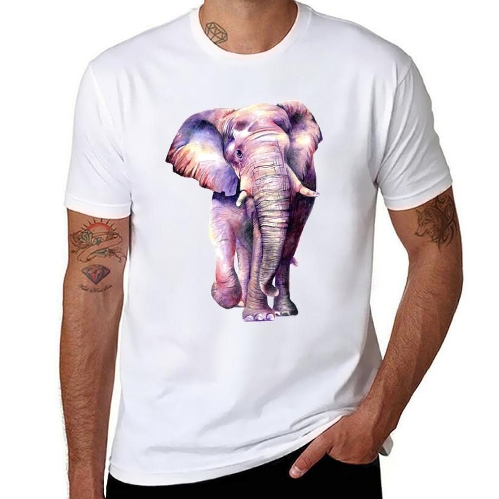 Butterfly Colored Elephant TShirt Outdoor Work Short Sleeve Top