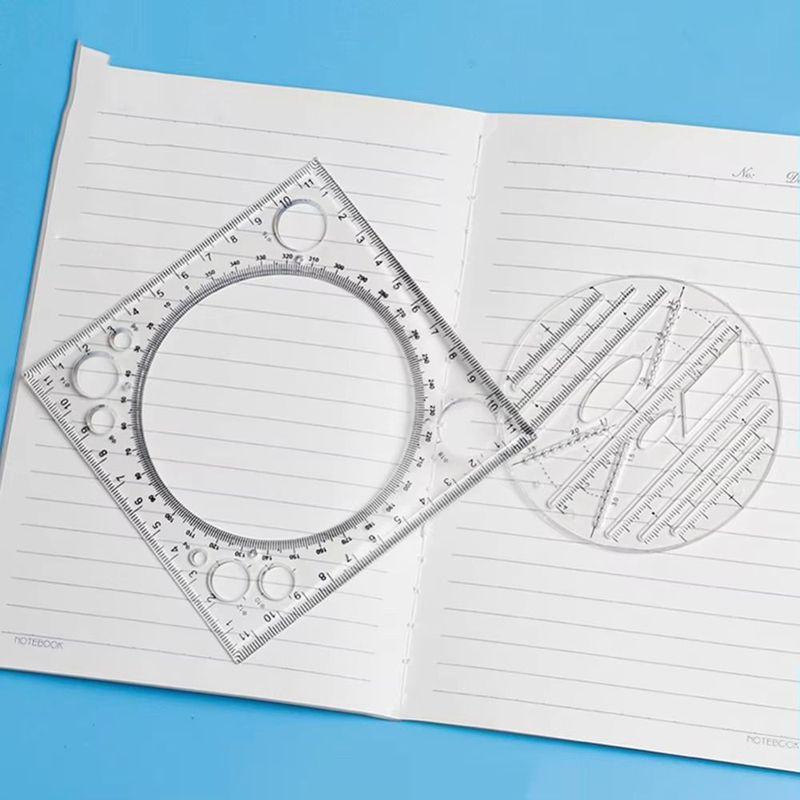 Protractor Geometry Drawing Ruler 3D Scale Transparent Rotatable Ruler Multi-Functional Plastic Circle Drafting Ruler Art Design