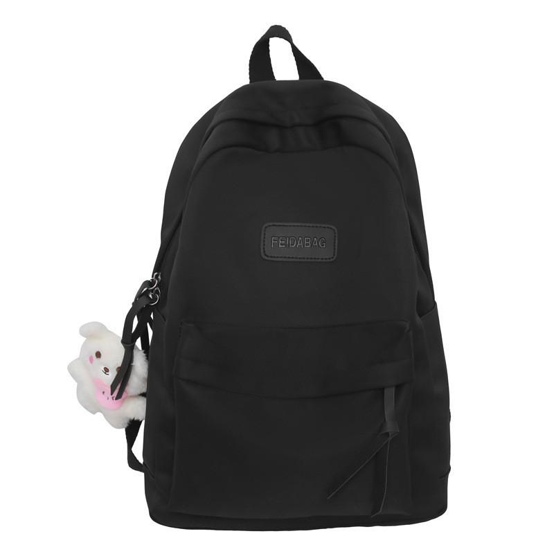 Korean Harajuku Ins All-matching Schoolbag Female Middle School Students Pure Color Backpack Simple Casual Travel