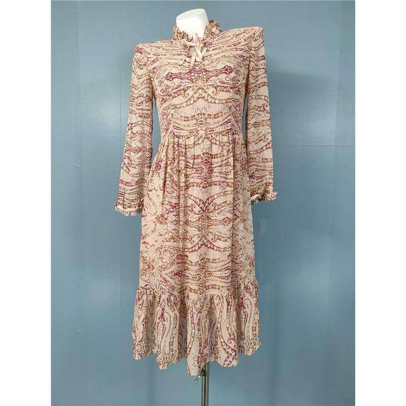 Foreign Trade Order Exquisite Print Spring Long Sleeve New Silk Slimming Lady Temperament Fashion Personality Strap Dress