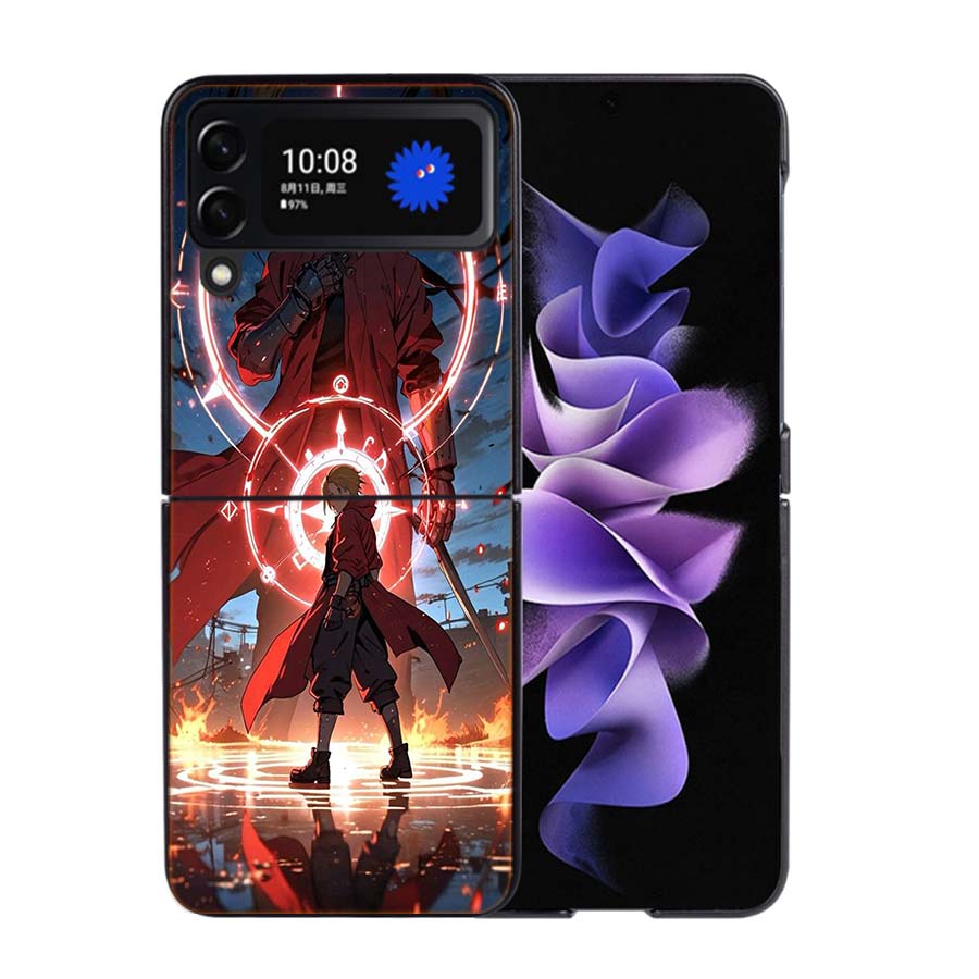 Anime F-Fullmetal A-Alchemist_ Brotherhood Phone Case For Samsung Z Flip 7 6 5G Galaxy Z Flip4 Z Flip5 Z Flip3 Coque Black Hard