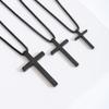 European and American Stainless Steel Cross Necklace Men's Long Pendant Personality Versatile Smooth Titanium Steel Necklace Cross