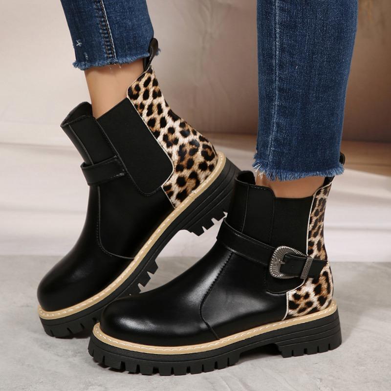 New Large-sized Thick-soled RoundWomen with Buckle Shoes and Ankle Boots