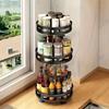 360° Rotating Spice Rack Organizer,Carbon Steel Round Spice Shelf,Non-Skid Base Multi-Layer Kitchen Storage Tray, Rotating Rack