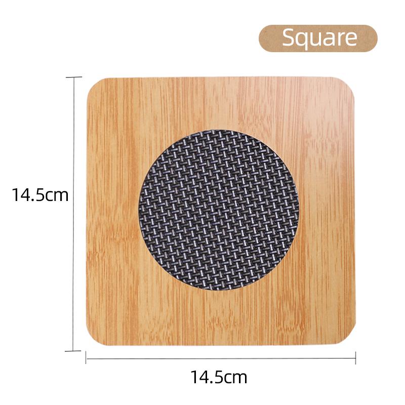 Household Wooden Placemats Multi-Functional Heat-Insulating Anti-Slip Tableware Mat Stainless Steel Round Square Placemats