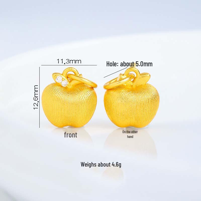 Gold Brushed Diamond-Set Peace Apple Necklace - Women s Christmas High-End Style Clavicle Chain