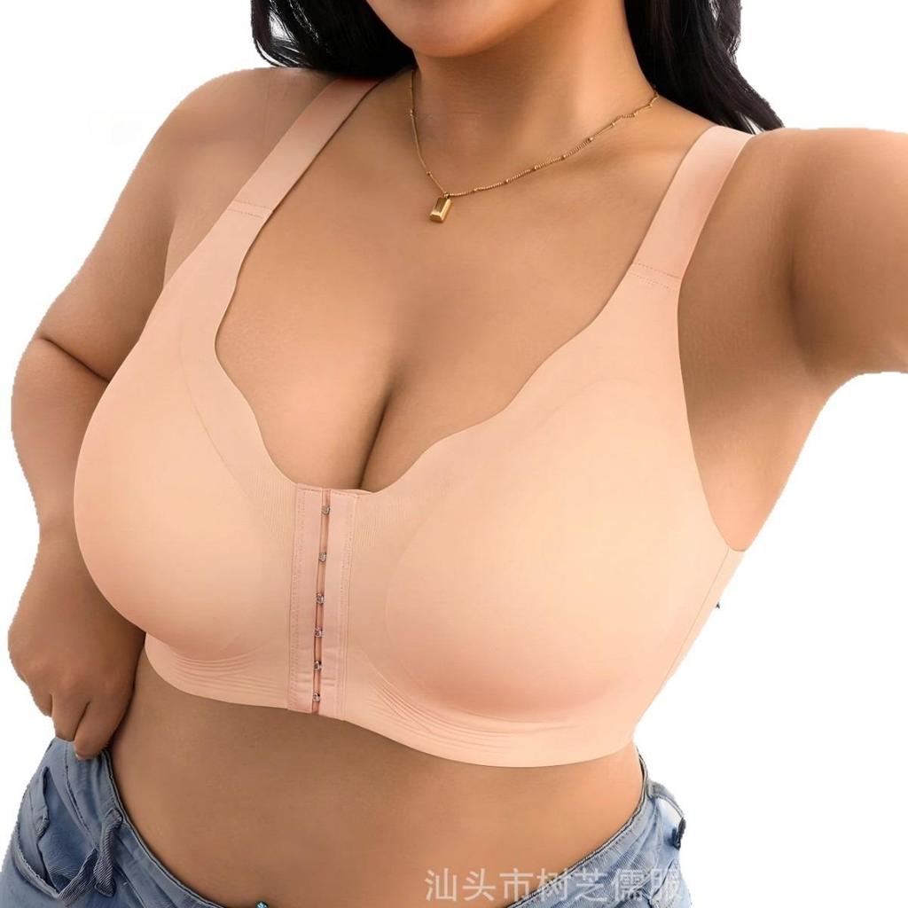 European American Plus‑Size Seamless Front‑Snap Bra Wire‑Free Push‑Up Anti‑Sagging Beauty‑Back Plus‑Sized Brassiere