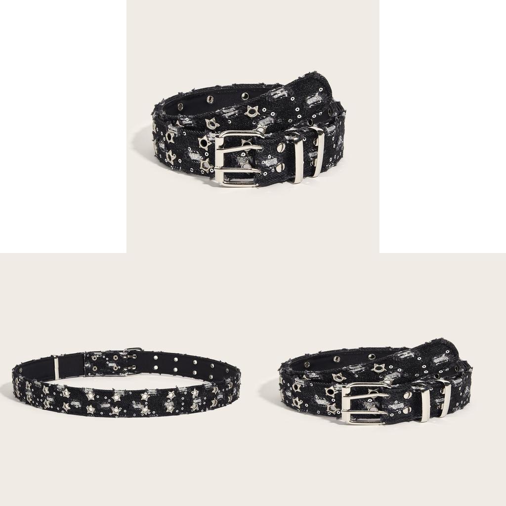 Punk Style Star Double Prong Belt For Denim Jeans Fashion Accessory For Women