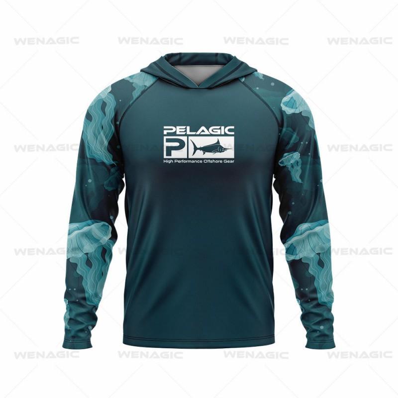 Unisex Lightweight Breathable Fishing Shirt With Hood UV Protection Quick Dry Long Sleeve Saltwater Freshwater Angling