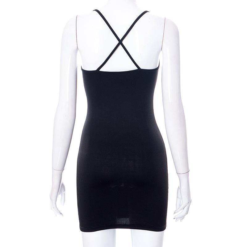 QICED Women's Spring Summer Pure Color Halter Sleeveless Spice Girl Dress