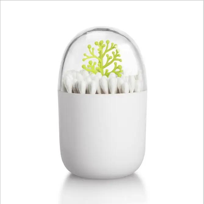 Creative Toothpick Holder Plastic Cotton Swab Holder with Cute Mini Rabbit Cactus Trees Cute Beautiful and Simple