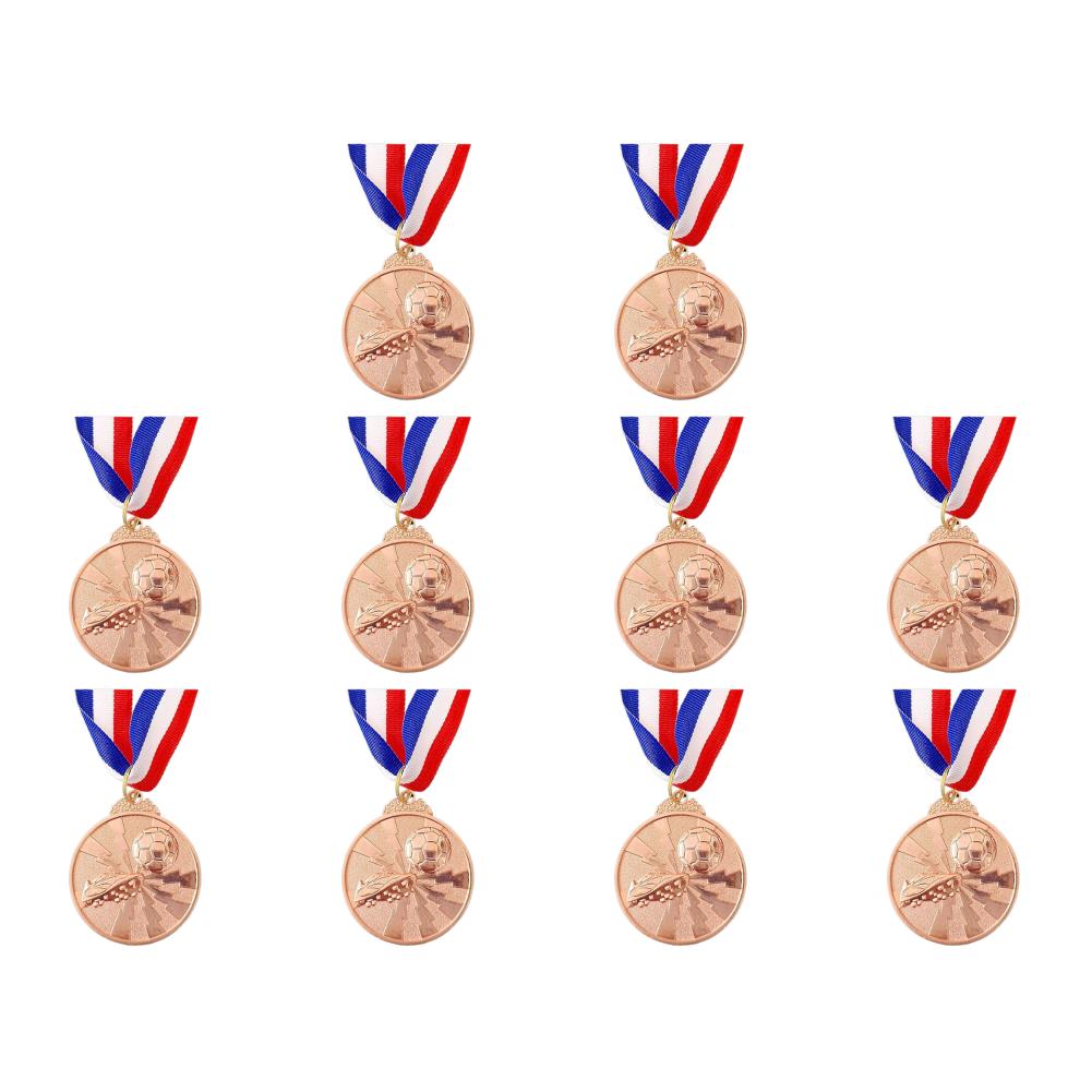 1/5/10PCS Gold Silver Bronze Award Medals 2 Inch Zinc Alloy Football Medals with Neck Ribbon for Sports Competitions Celebration