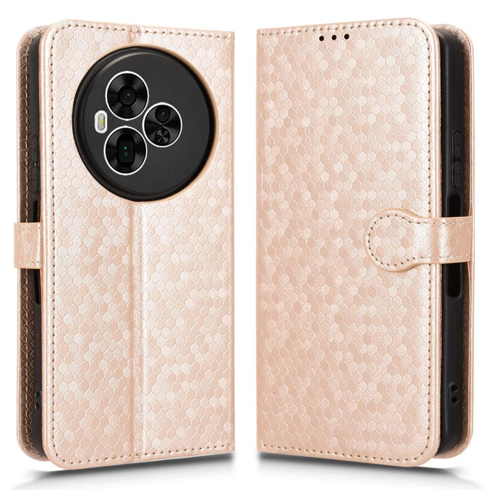 

For TCL NxtPaper 60 Ultra 5G Wallet Case Dot Pattern Imprint PU Leather Phone Cover with Wrist Strap