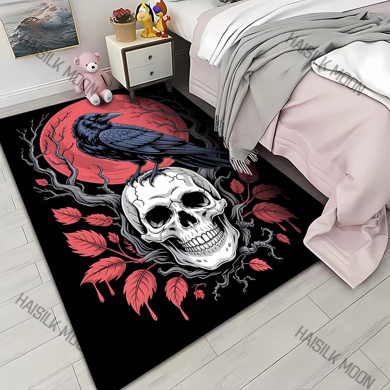 

1PC Raven moon branches leaves Carpet for Living Room Bedroom Sofa Home Decor Rus Non-slip Floor Mat Luxury Gift 40cm x 60cm
