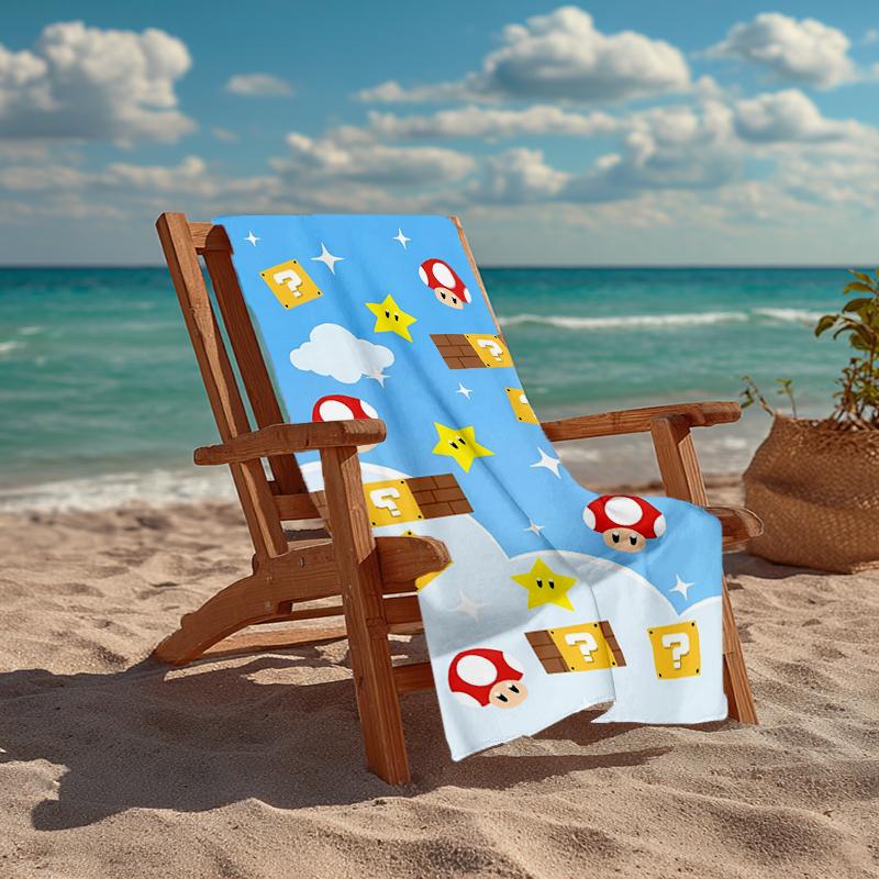 Ultra-Soft Beach Towel with Mario Theme,Ideal for Pool - Camping, Diving - Perfect Travel Essential, Vibrant Beach Towel.