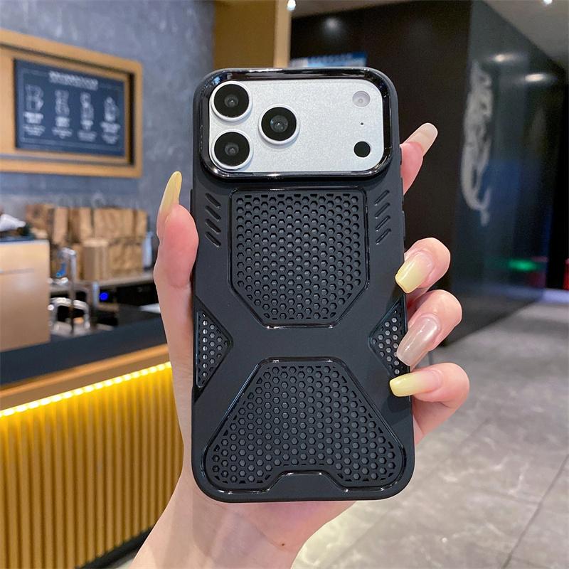 Honeycomb Grid Mesh Cooling Heat Dissipation Breathable Phone Case for iPhone 17 16 15 14 Plus 13 12 11 Pro Max Matte TPU Cover
