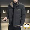 Echte Herren-Winter-Daunenjacke mit Stehkragen, schmaler Passform – Dicke, kurze Oberbekleidung