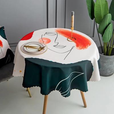 Mantel estampado impermeable Rural, cubierta de mesa redonda, mantel de mesa de centro, cubierta de lino de algodón, decoración estética para la habitación del hogar