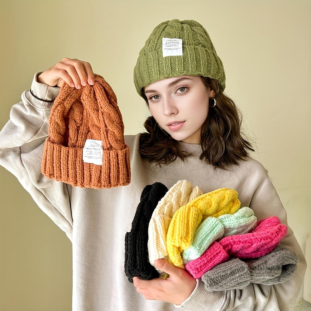 Women's Stretchy Beanie Hat Winter Skull Cap Soft Casual Headwear, Versatile Fashion, Comfortable Warm Hat