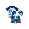 Boys' Dinosaur Print Three-Piece Swimsuit Set (2025) - Short Sleeve