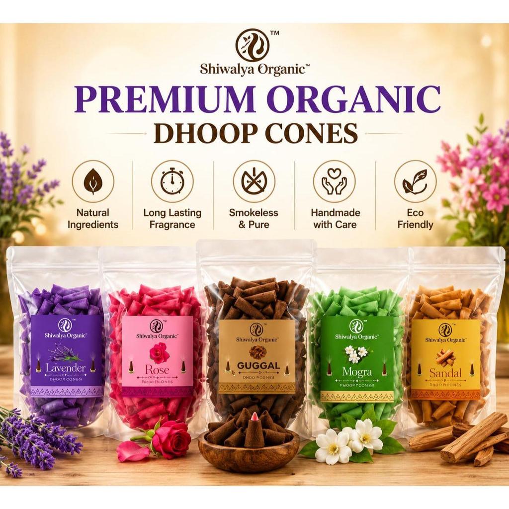 Dhoop Cones 100g | Cow Dung Based Charcoal Free Incense Cones for Pooja, Havan, Meditation & Home Fragrance |