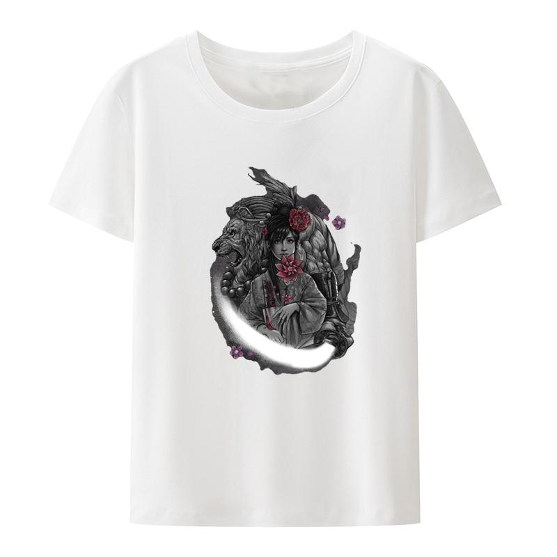 Kitsune Fury Portrait Comfortable Shirts And Blouses Ulzzang Breathable Unisex Clothes Streetwear Roupas Popular Leisure Tops