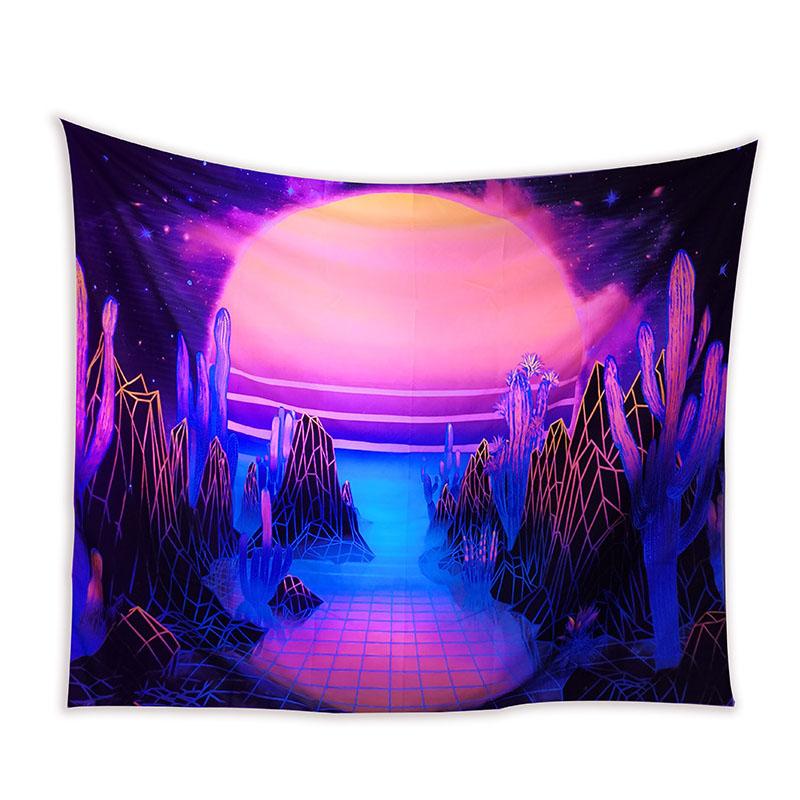UV Fluorescent Tapestry Starry Sky Print Wall Hanging Art Home Decor