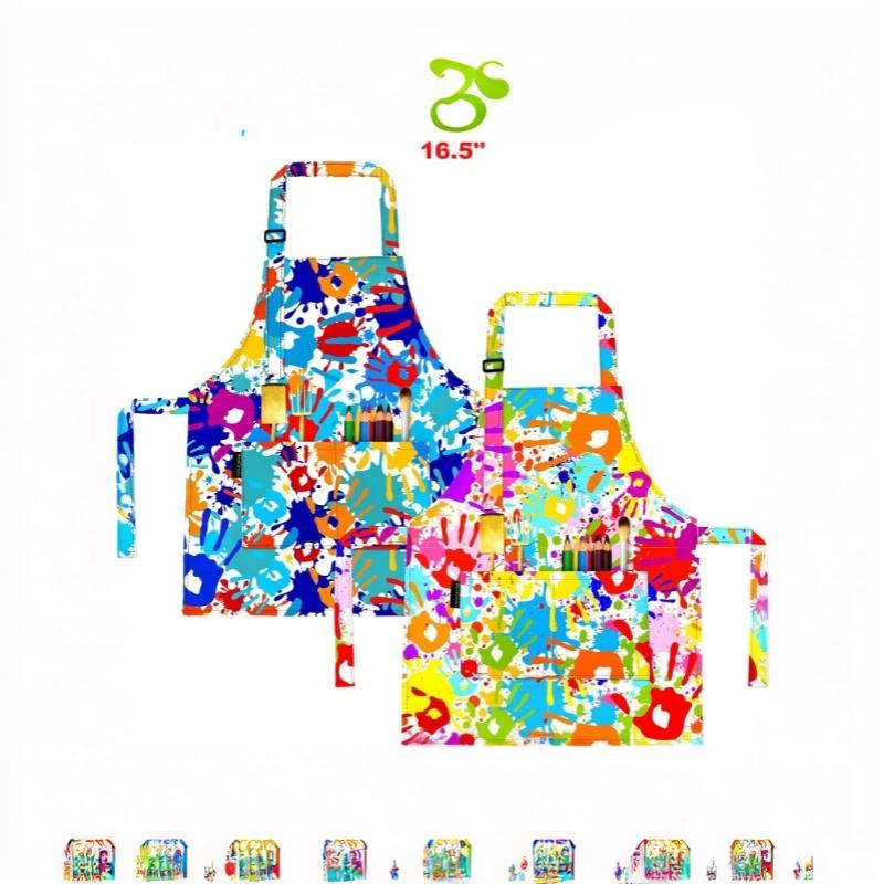 Kids Art Smock Waterproof Apron Polyester Anti Stain Painting Craft Kitchen Classroom Toddler