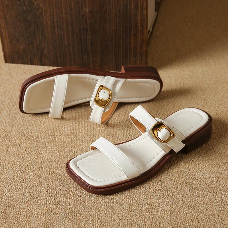 Fashion Women Slipper Woman Summer Flat Heel Roman Shoes Low Heels Sandals Footwear 2025 Women's Gladiator Open Toe Beach Ladies