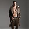 New Men's Mid-length Coat Faux Fox Fur Trim Plus Size Trench Coat Warm and Slim-fit Outerwear