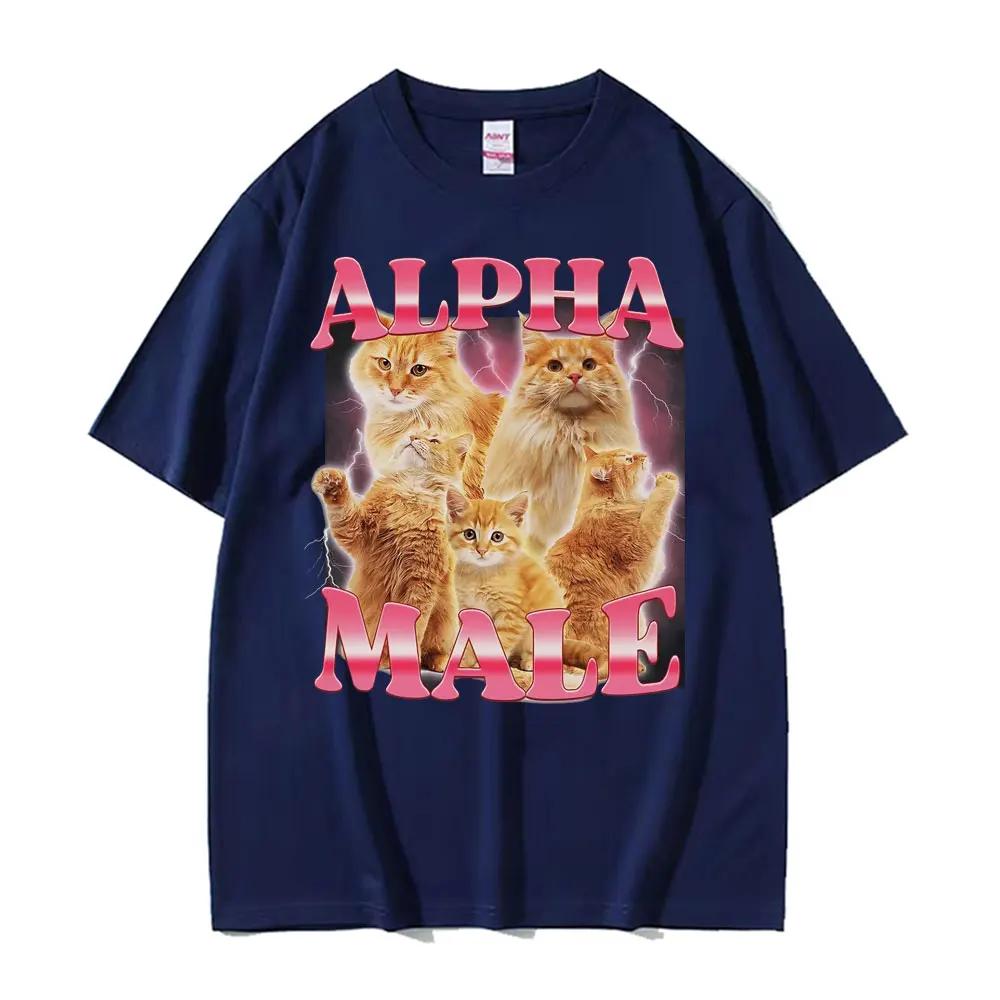 Alpha Male Cat Kitten Funny Meme Graphic Tshirt Unisex Unisex Cute Casual Short Sleeve Fashion Streetwear Unisex Tees Tops
