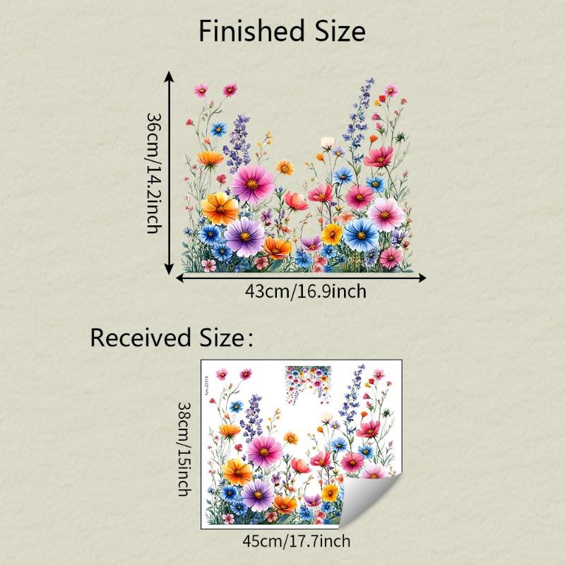 Beautiful Flowers Wall Stickers Double Sided Self-adhesive Background Decor Decals Creative Waterproof