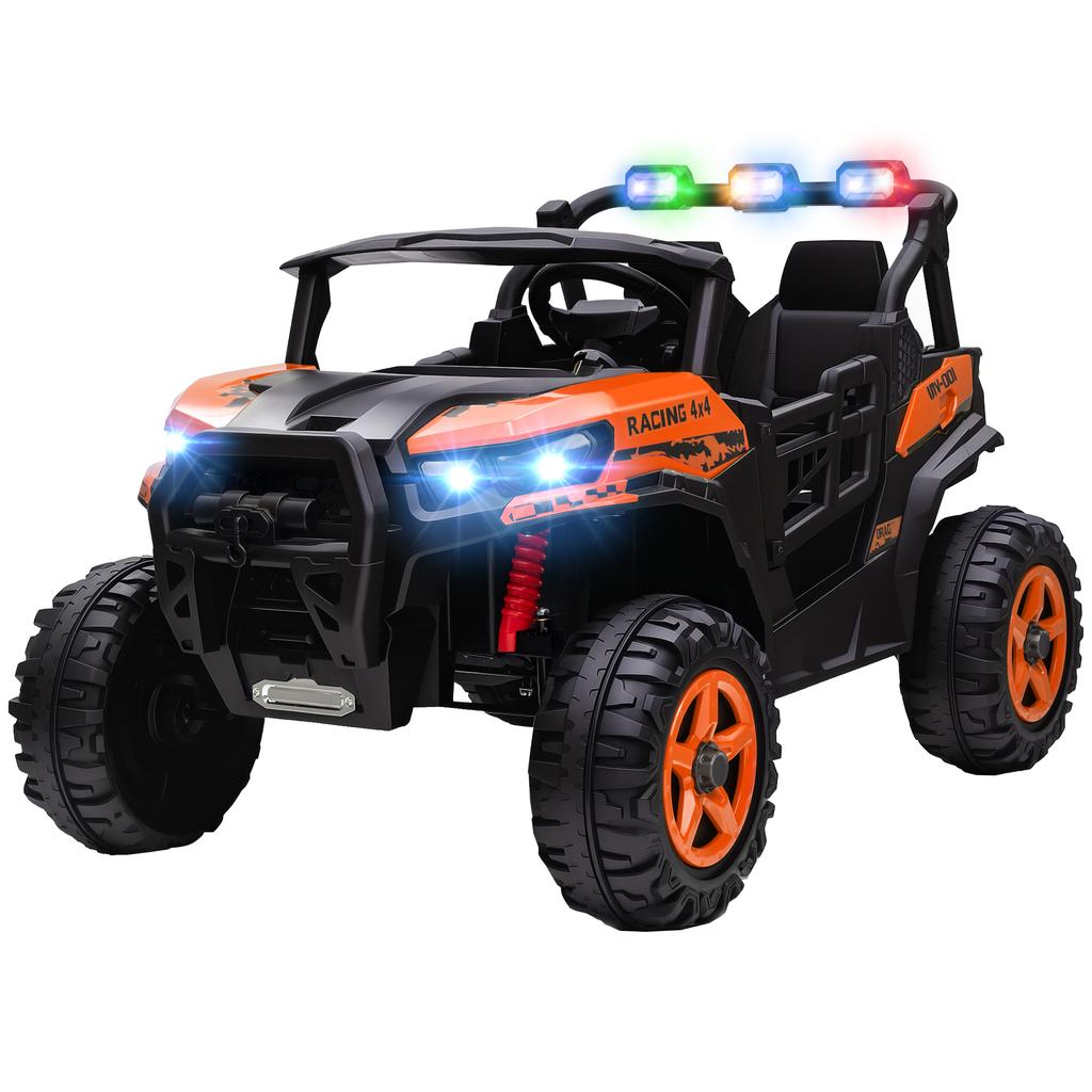 Electric Car for Kids 3-8 Years 24V 2-Seater, Dual Motor, Remote Control and Soft Start, Orange