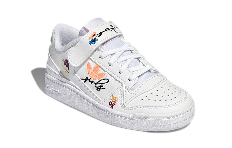 adidas Originals FORUM Low C Comfortable Abrasion Resistant Low Top Skateboard Shoes White Children Aged 3 7 Years Old H01454