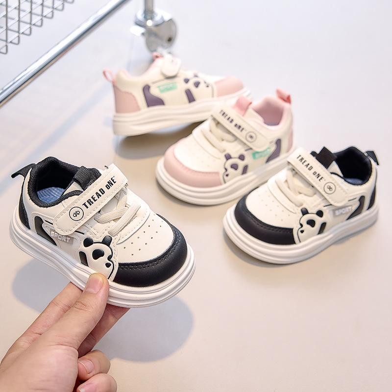 2026Spring toddler walking shoes for girls, Korean style versatile white shoes with soft soles for children, boys and girls