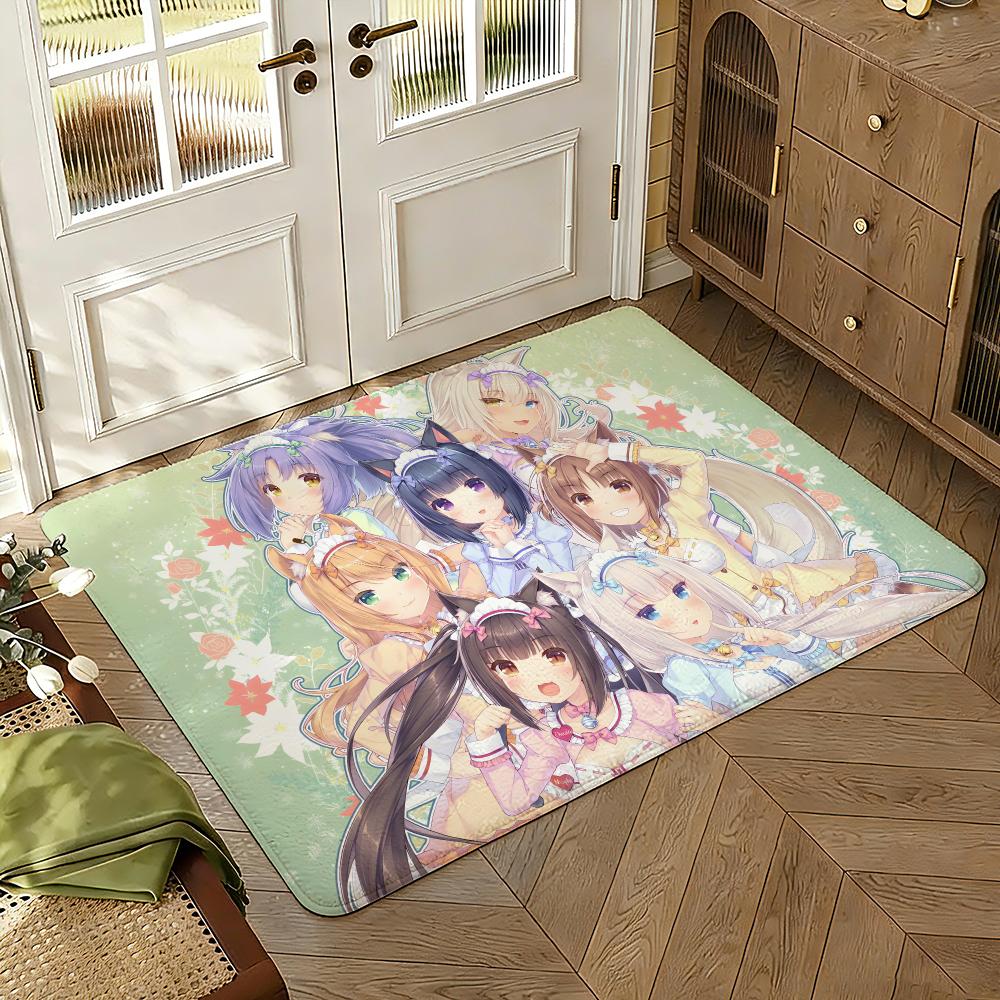 Anime Game N-Nekopara Floor Mat Soft Thickened Absorbent Non-Slip Bedroom Living Room Door Mat Home Decor Flannel Rugs