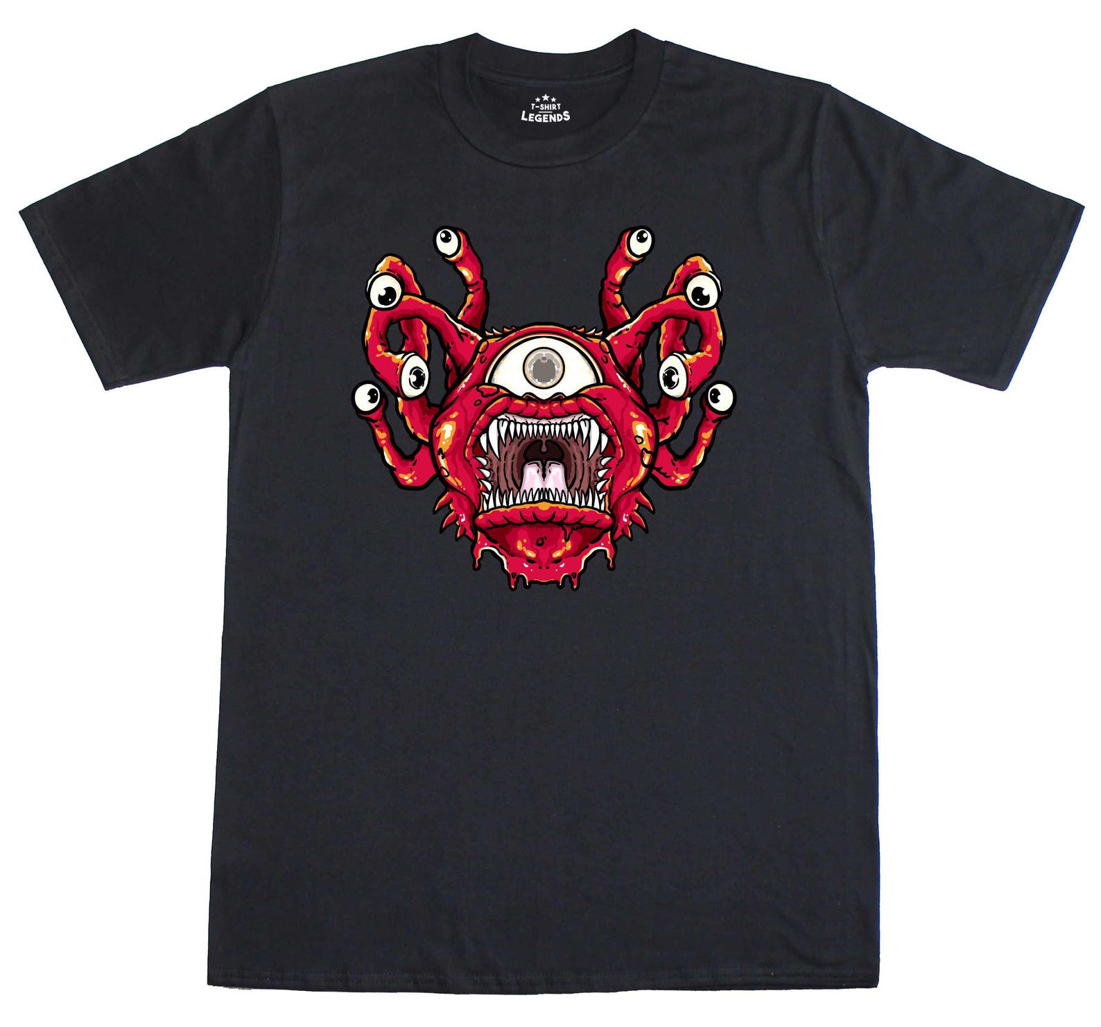 Beholder Dungeons and Dragons Monster Retro Men s Regular Fit Black T Shirt M