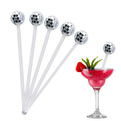 5/10 Stück Disco-Kugeln Cocktail-Rührstäbe Kunststoff Runde Spitze Swizzle Sticks Spiegelkugel Kaffee Getränke Rührstäbe für Heimbar-Dekor