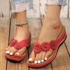 Women's Comfortable Flower Decor Thong Sandals - Fashionable Open Toe Slip On Flip Flops