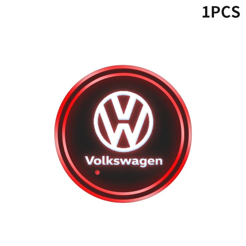 

For Volkswagen Led Car Cup Drink Holder Logo Light USB Charging Luminous Coaster For Volkswagen Sagitar GTI Polo Passat R-Line J