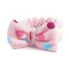 Women's European American Style Soft Coral Velvet Bow Fluffy Microfiber Spa Headband for Facial Makeup Non-Slip Shower Face