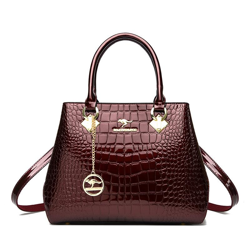 

Женская сумка новая лаковая поверхность простая модная кроссбоди портативная большая вместимость на плечо сумка для мамы красный