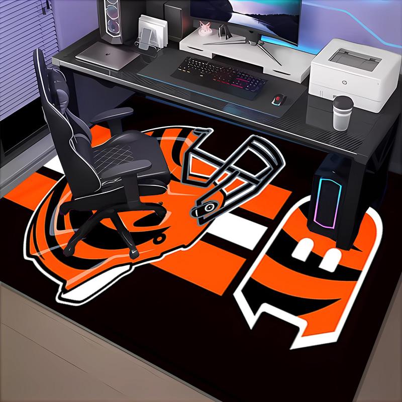 Cincinnati-Bengals Helmet Rug Office Carpet Non-Slip Mat, Chair Rug Floor Covering for Gaming, Bedroom, Living Room , Home Decor Christmas Gift