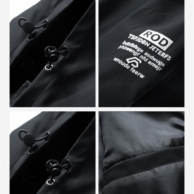 Herrenjacke Frühling und Herbst Abnehmbare Kapuze Wasserdichte Kapuzenjacke Herren Windbreaker