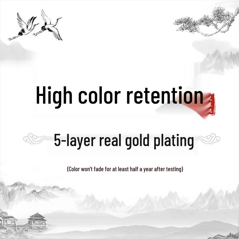 Ancient Gold Sterling Silver Earrings with Imitation Hetian Jade & Colorful Butterfly Tassels