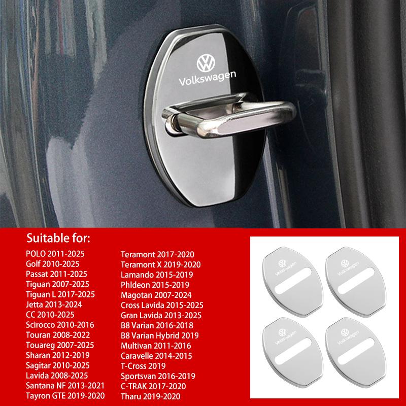 BFPQY1 4PCS Car Door Lock Cover Stickers Door Lock Cover Key Accessories For Volkswagen VW Golf Polo Jetta Passat Tiguan Touran Touareg