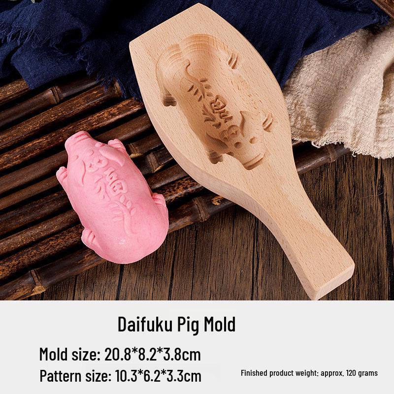 Wooden Mooncake & Pastry Mold - Solid Wood Baking Tool for Biscuits, Qingtuan, Mung Bean Cake, and Pasta.