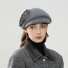 Autumn and winter new linen yarn decorative wool cap women's fashion versatile forward hat retro newsboy hat