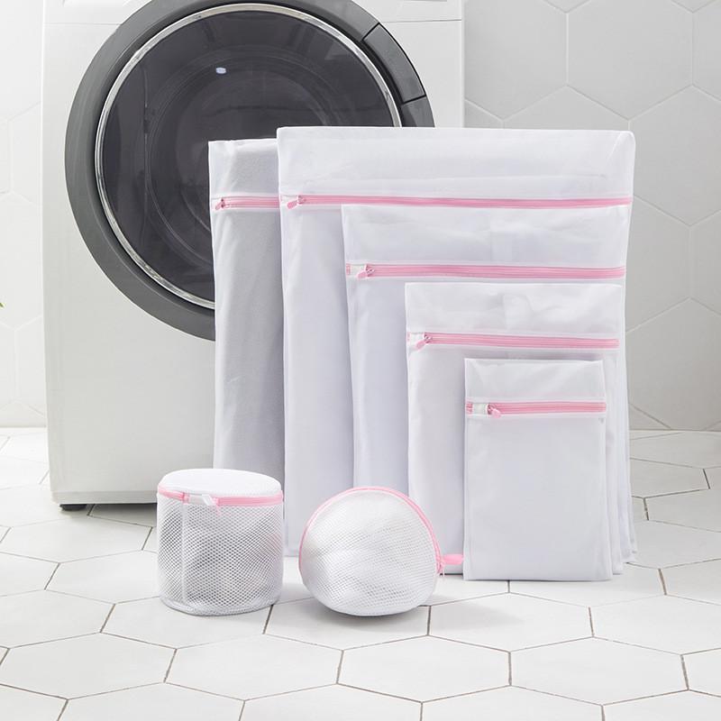 Modern Minimalist Polyester Laundry Bag Set With Colorful Zippers For Home Use